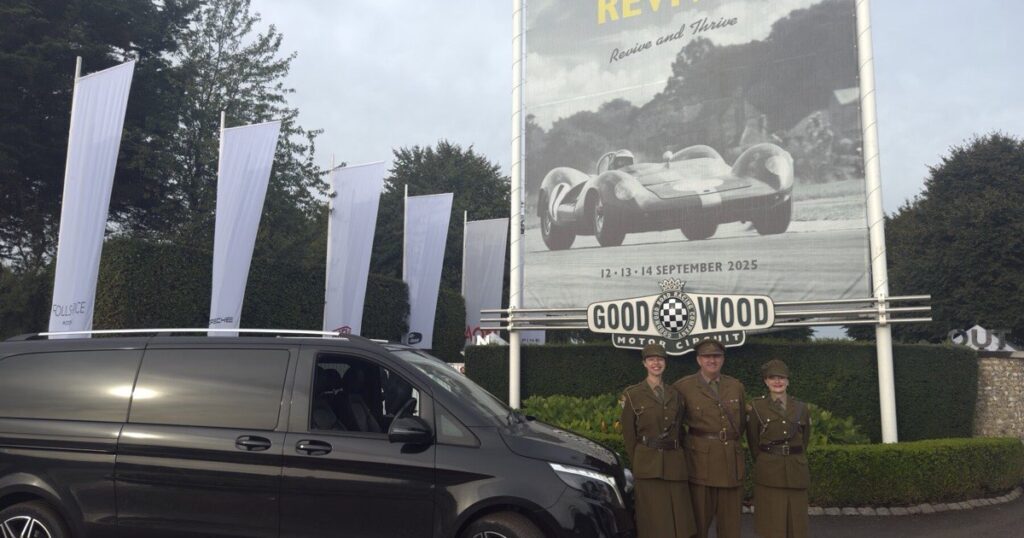 Travel Connect chauffeur Mercedes V-Class at Goodwood Revival
